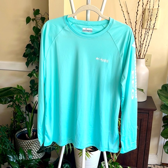 ❤️Columbia Women’s PFG Tidal Tee ll Long Sleeve-Gullfoss Green, White Lo… - Picture 2 of 16